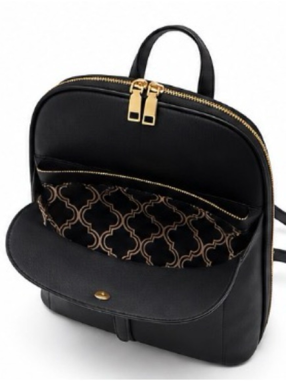 Miztique Black Faux Leather Backpack with Front Flap Pocket NEW WITHOUT TAG - Picture 3 of 11